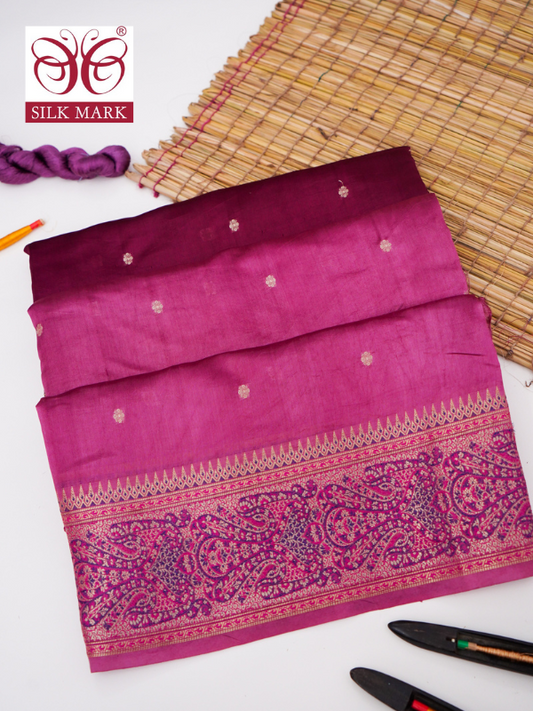 Pure Mango Katan Silk Saree with Jamewar Banarasi Border By Kalakari