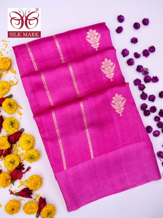 Pure Pink Banarasi R Mango Katan Silk Saree in Full Kadhwa Buti Work By Kalakari