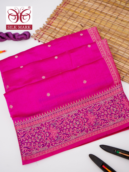 Pure Mango Katan Silk Saree with Jamewar Banarasi Border  By Kalakari