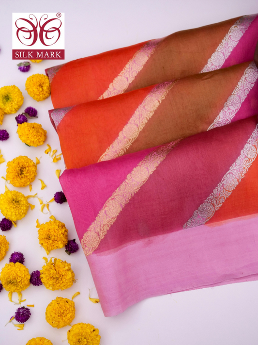 Handloom Banarasi Kora Organza Saree with Kadhwa Buti By Kalakari