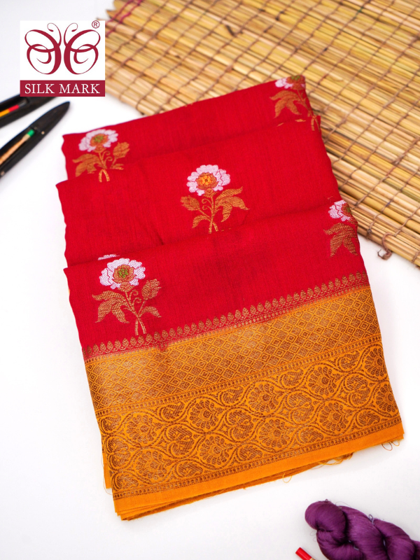 Pure Banarasi Munga Silk Saree with Rupa Sona Kadhiyaal Border By Kalakari