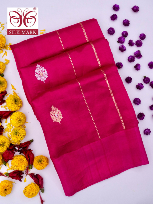 Pure Banarasi Mango Katan Silk Saree with Full Kadhwa Buti By Kalakari