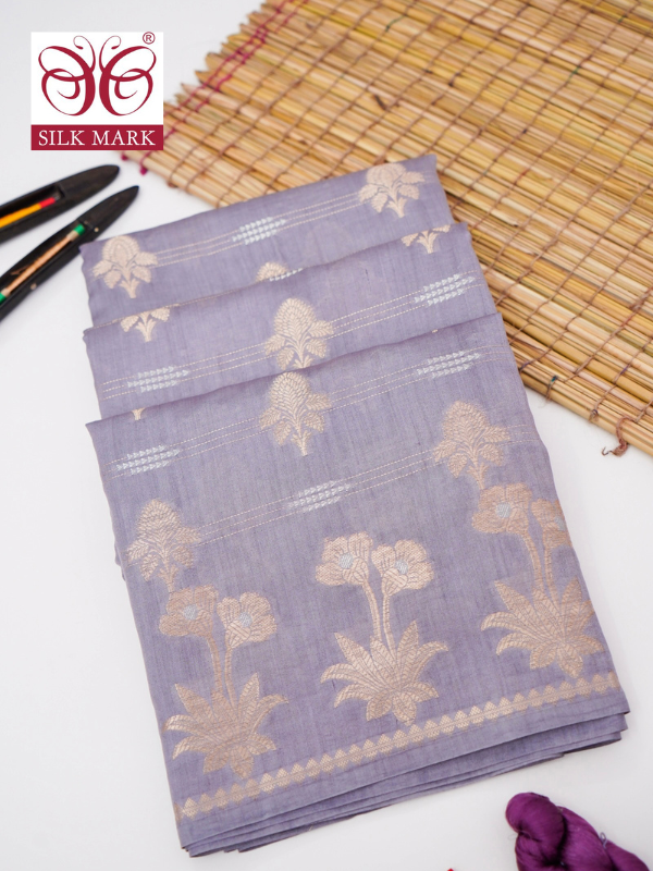 Pure Chinya Katan Silk Saree with Jaal Weaving By Kalakari
