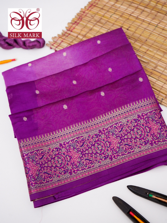 Pure Mango Katan Silk Saree with Banarasi Jamewar Border By Kalakari