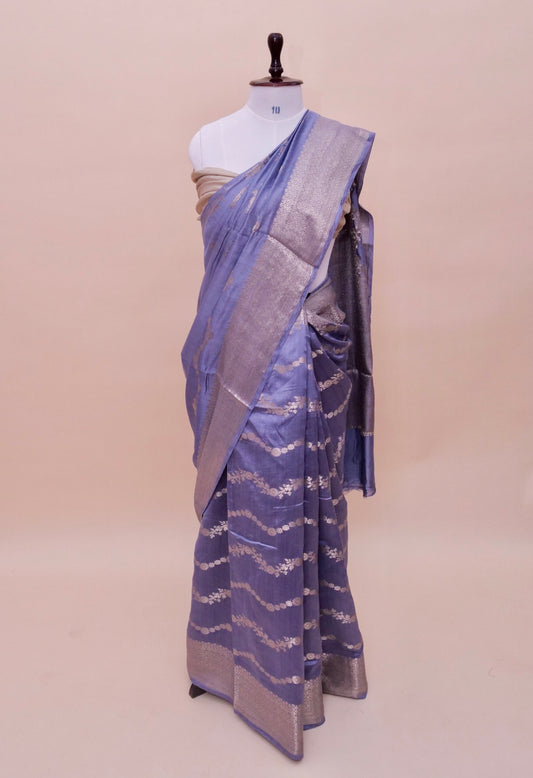 Exclusive Designer Pure Chinya Silk Banarasi Saree Aada Jaal Weaving