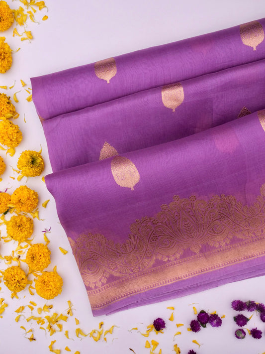 Handloom Banarasi Pure Kora Organza Saree with Kadhwa Buti Weaving