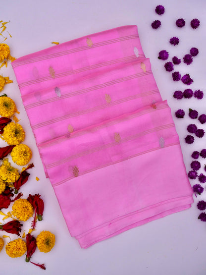 Pure Pink Banarasi R Mango Katan Silk Saree in Full Kadhwa Buti Work | Silk Mark Certified