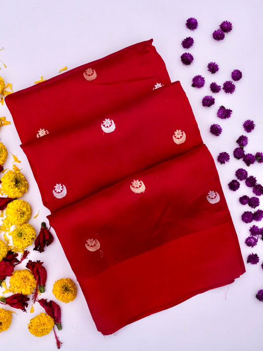 Pure Red Banarasi R Mango Katan Silk Saree in Full Kadhwa Buti Work | Silk Mark Certified