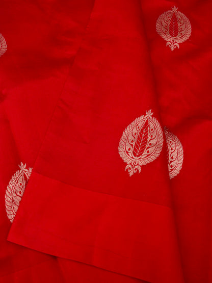 Pure Red Banarasi R Mango Katan Silk Saree in Full Kadhwa Buti Work | Silk Mark Certified