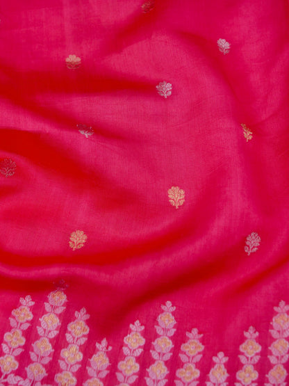 Pure Pink Banarasi R Mango Katan Silk Saree in Full Kadhwa Buti Work | Silk Mark Certified