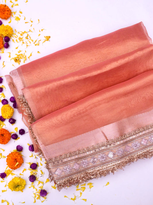 Designer Border Banarasi Soft Pure Tissue Silk Plain Saree with Brocade Blouse