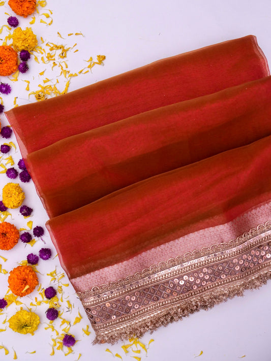 Designer Border Banarasi Soft Pure Tissue Silk Plain Saree with Brocade Blouse