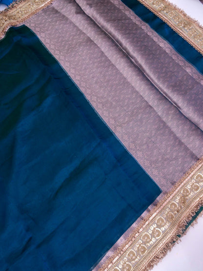 Designer Border Banarasi Soft Pure Tissue Silk Plain Saree with Brocade Blouse