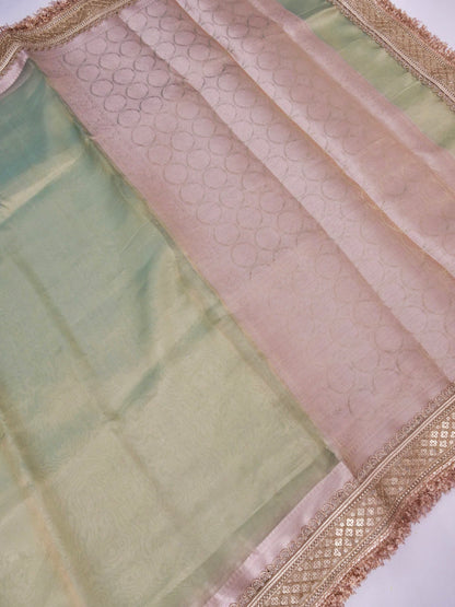 Designer Border Banarasi Soft Pure Tissue Silk Plain Saree with Brocade Blouse