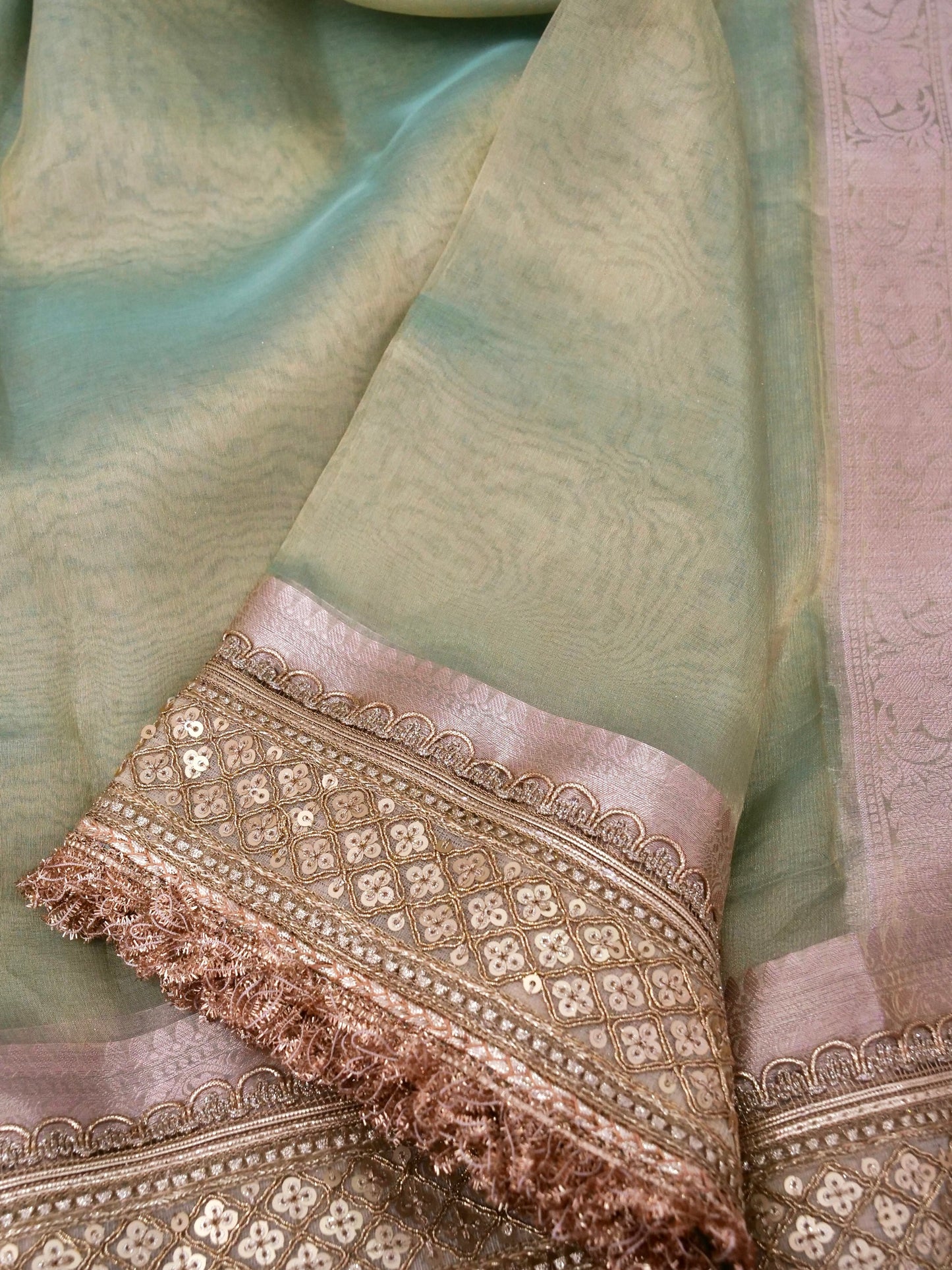 Designer Border Banarasi Soft Pure Tissue Silk Plain Saree with Brocade Blouse