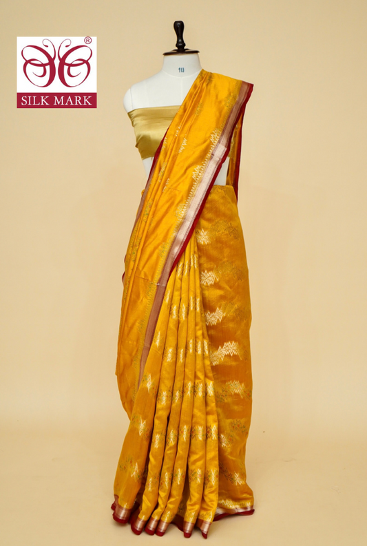 Designer Chinya Silk Banarasi Saree with Aada Jaal Weaving
